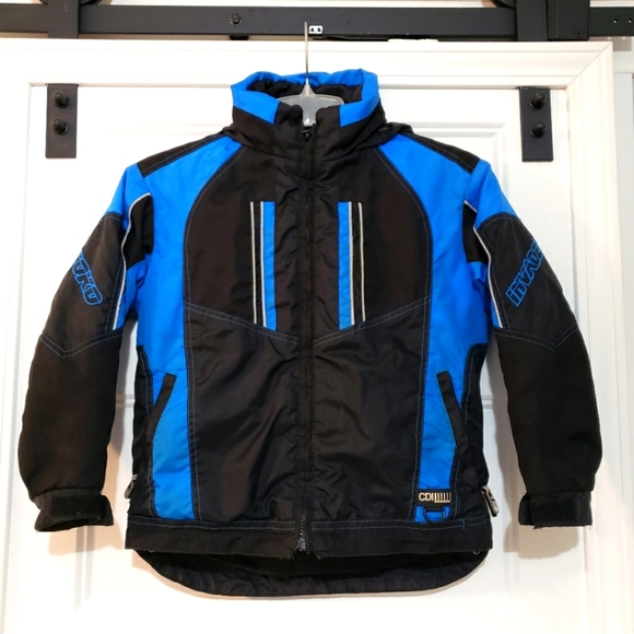 Choko Power Sports Invader Boys 8 Jacket Packable Reflective Black Blue Nylon - Picture 1 of 11